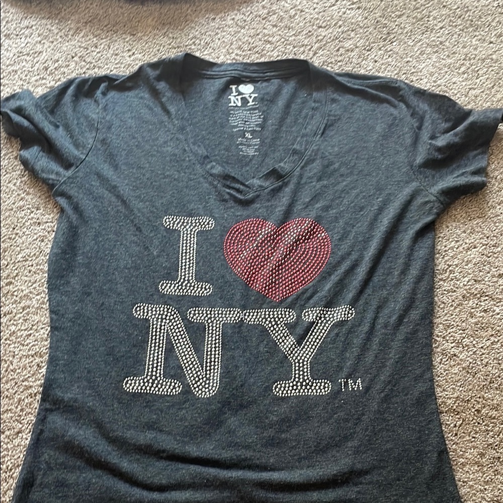 I Love NY Women's Gray Short Sleeve Tee